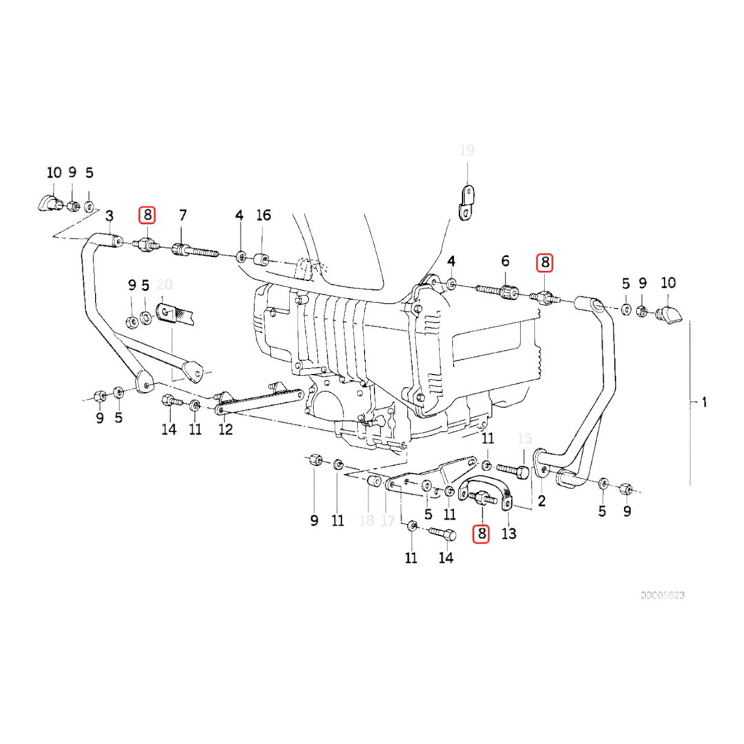 crashbar rubber mount BMW K1 K75 K100 K1100 NEW 46718554872 – K