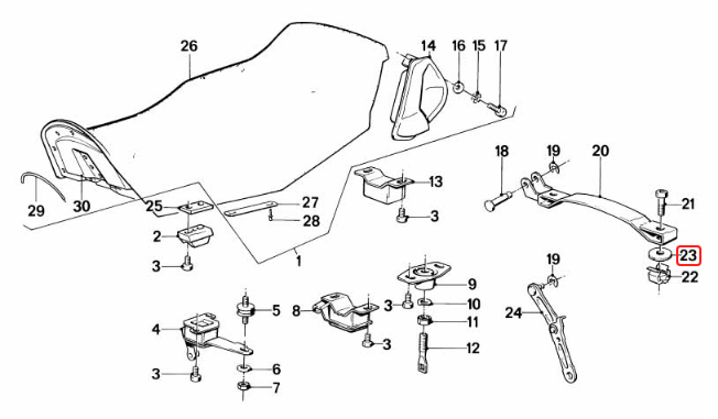 Mount rubber washer BMW K1 K75 K100 K1100 R45 R60 R65 R75 R80 R90 R100 R850 R1150 NEW 63121358129