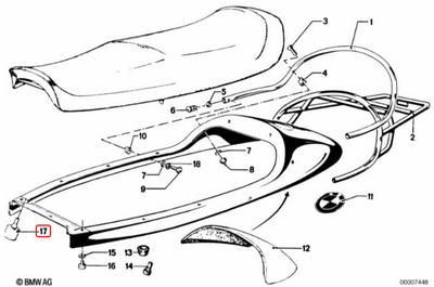 Support rubber BMW R45 R65 R80 R90 R100 R850 R1100 NEW 52531232904