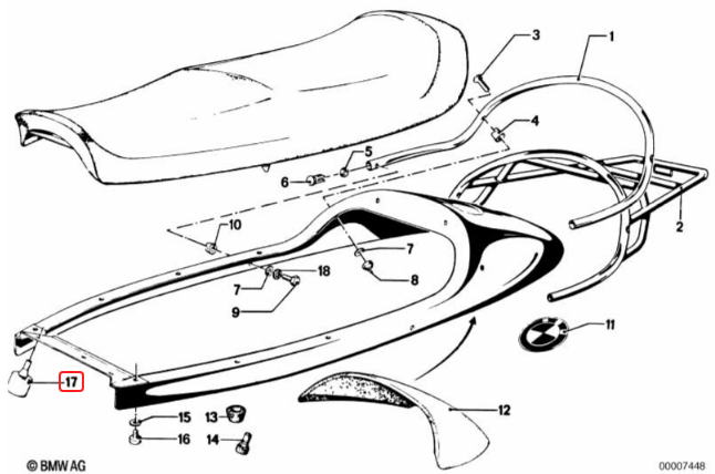 Support rubber BMW R45 R65 R80 R90 R100 R850 R1100 NEW 52531232904