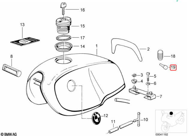 Support rubber BMW R45 R65 R80 R90 R100 R850 R1100 NEW 52531232904