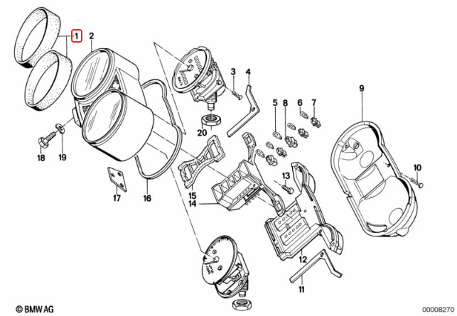 Instrument rubber shroud BMW R60 R65 R75 R80 R90 R100 NEW 62111356676