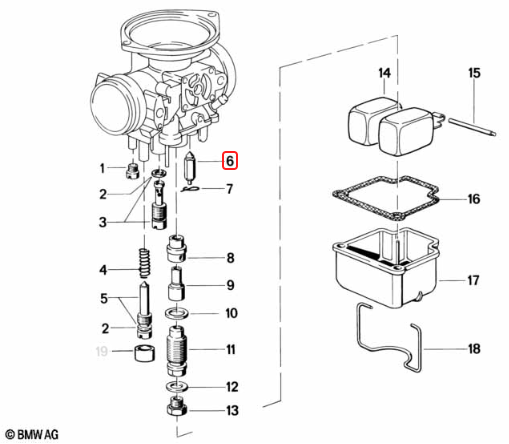 Float needle BMW R45 R65 R80 R100 NEW 13111335318