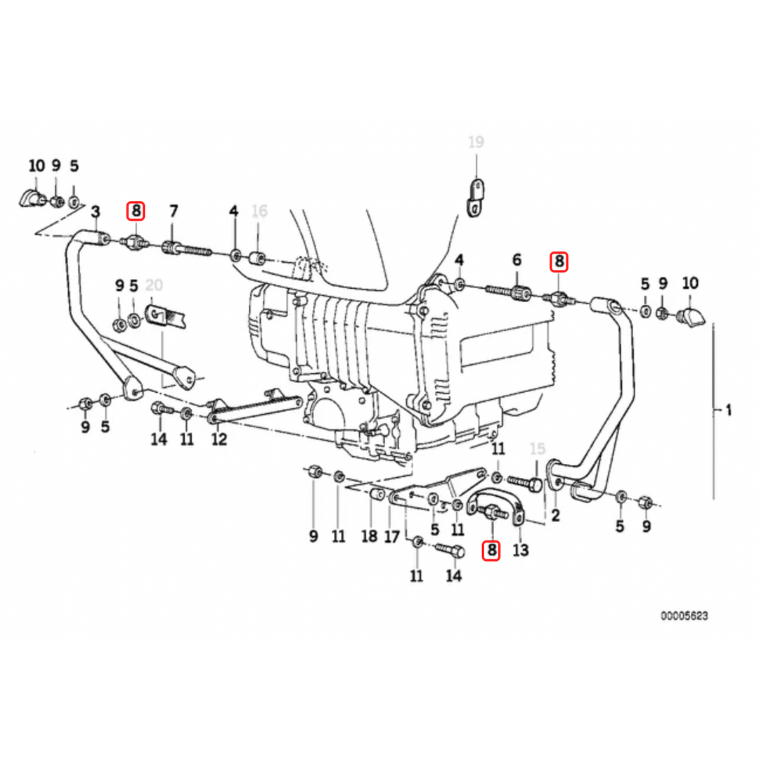 Crashbar rubber mount silentblock BMW K1 K75 K100 K1100 USED